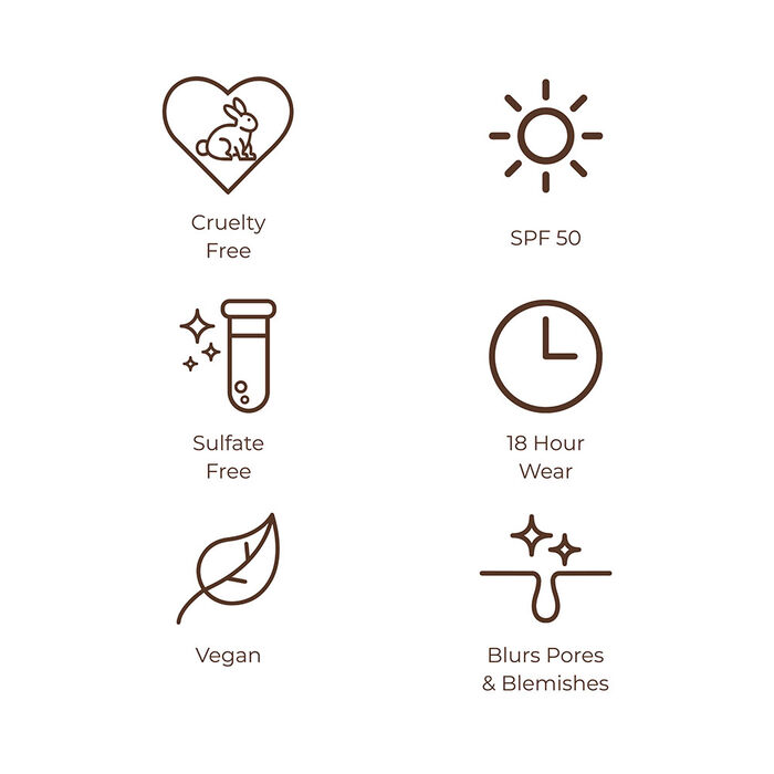 LUMINESS CA Tint features SPF 50 vegan formula cruelty free 18 hour wear and pore blurring benefits