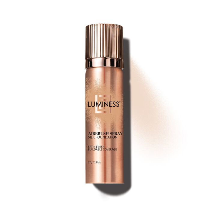 LUMINESS Silk Airbrush Spray Foundation Makeup Starter Kit - Full Coverage  Foundation, Primer & Dual-Sided Buffing Brush - Buildable Coverage