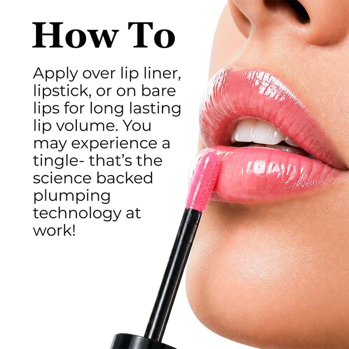 Applying Hot Kiss Lip Plumper for instant shine, hydration, and fuller-looking lips