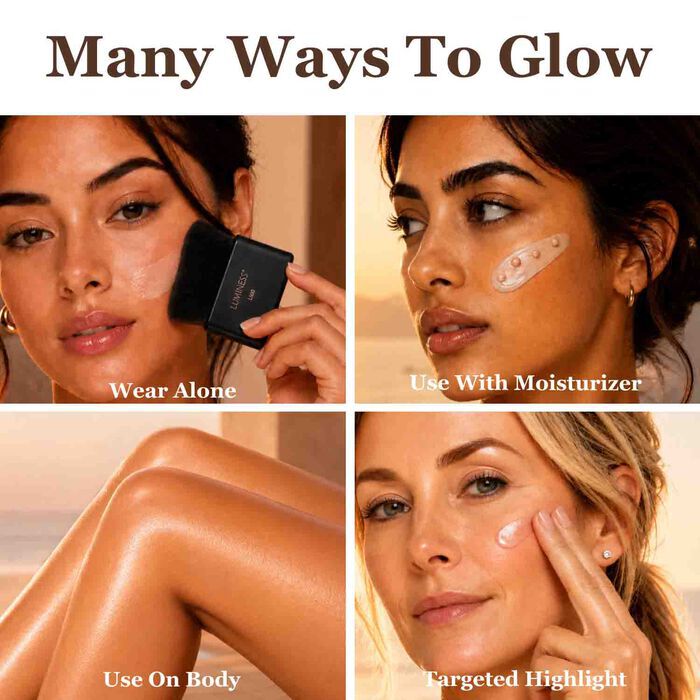 Luminess Liquid Mirage Glow applied on face and body