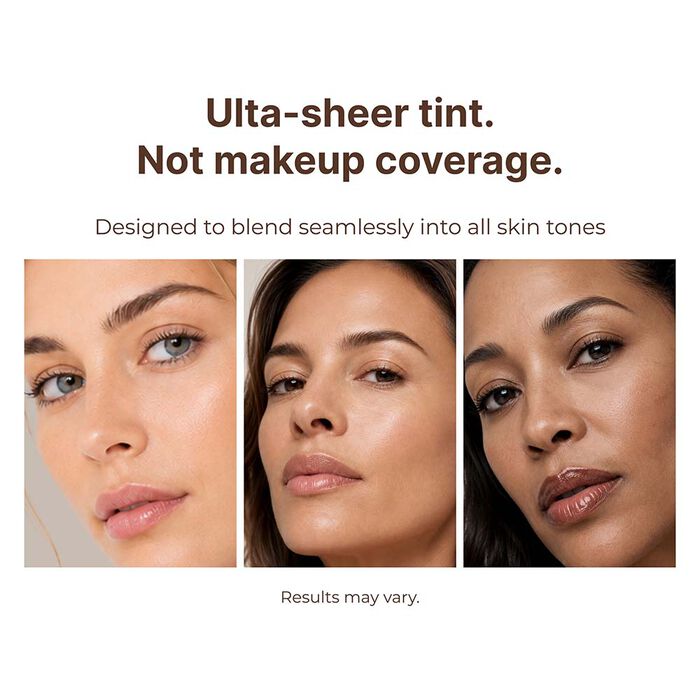 LUMINESS CA Tint ultra-sheer color adjusting coverage shown across different skin tones